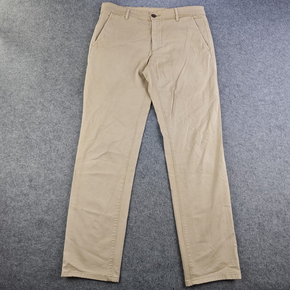 AG Adriano Goldschmied Pants Mens 32x32 Khaki Tan Chino Flat Front Slim